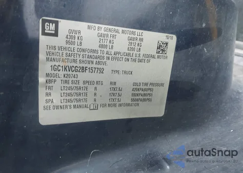 2011 Chevrolet Silverado 2500Hd Work Truck z USA, uszkodzony, nr VIN 1GC1KVCG2BF157792